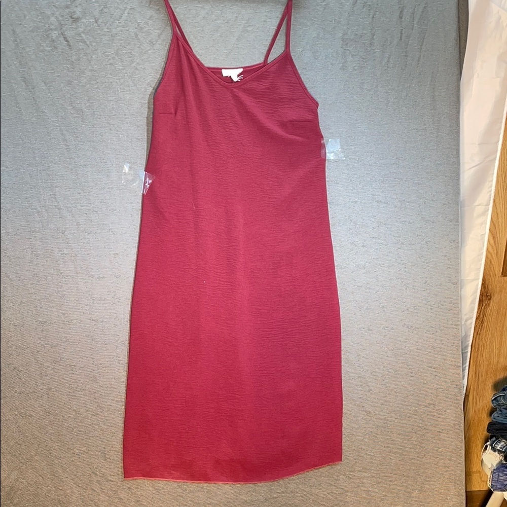See You Monday Red Spaghetti Strap Slip Midi Dress